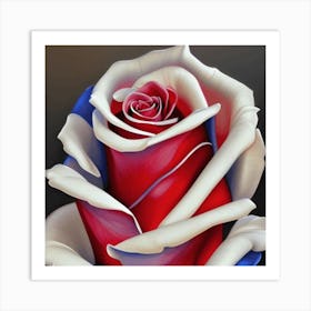 Red White And Blue Rose Art Print