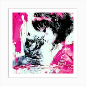 Purrfect In Pink - Cat Kiss Art Print