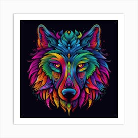 Rainbow Wolf Art Print