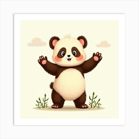 Flux Dev A Whimsical Illustration Of A Young Panda Bear With B 2 Art Print