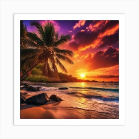 Sunset At The Beach 198 Art Print