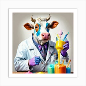 Cow Scientist Art Print