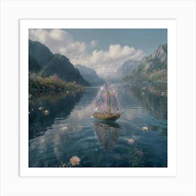 Sailboat In A Lake Art Print