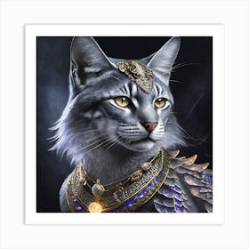 Firefly A Beautiful, Cool, Handsome Silver And Cream Majestic Masculine Main Cat Blended With A Japa (7) Art Print