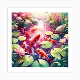 Koi Fish Pond Art Print