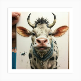 Cow With Horns 4 Art Print