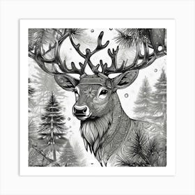 Black & White Rudolph Art Print