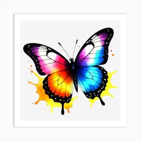 Butterfly With Paint Splashes 22 Art Print