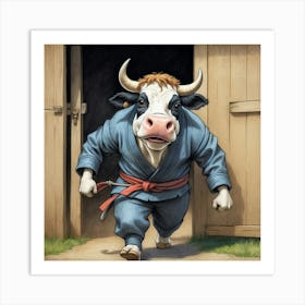 Karate Cow 1 Art Print