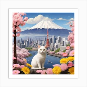 Cat In Bloom Art Print