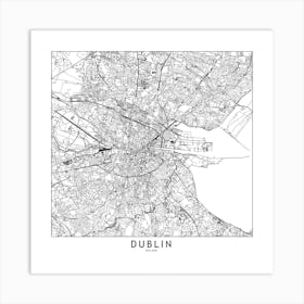 Dublin White Map Square Art Print
