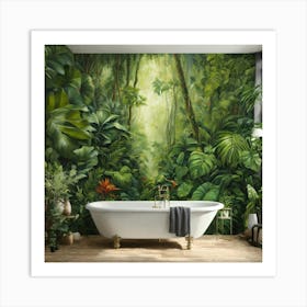 Oil Painted Realistic Mural Of Green Tropical Rain (10) Art Print