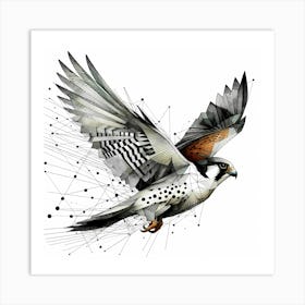 Flying Falcon - Abstract Line Art Illustration 15 Art Print