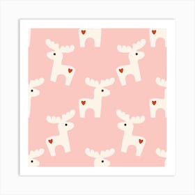 Dala Horse Minimal Retro Bold Pink Art Print