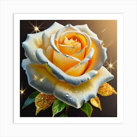 Gold plated white rose Art Print