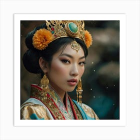 Chinese Empress The Magic of Watercolor: A Deep Dive into Undine, the Stunningly Beautiful Asian Goddess 2 Art Print