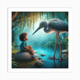 Boy And The Stork Art Print