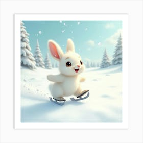 Flux Dev A Joyful Rabbit With Soft Fluffy White Fur And Bright 2 Art Print