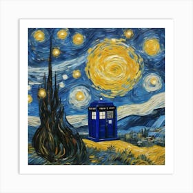 tardis starry night van goth Art Print