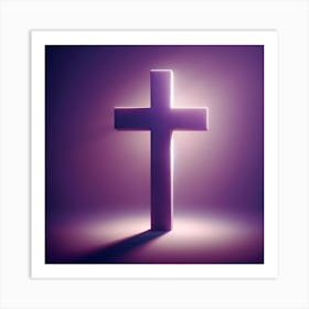 Purple Cross white outline Art Print