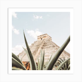 Mayan Ruins Scenery Square Art Print