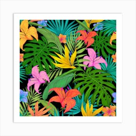 Tropical Greens Leaves Design 9 Art Print