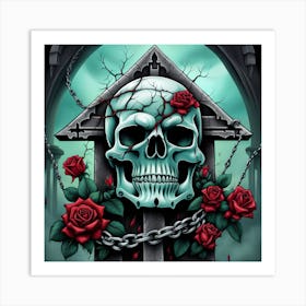Skull And Roses 2 Art Print