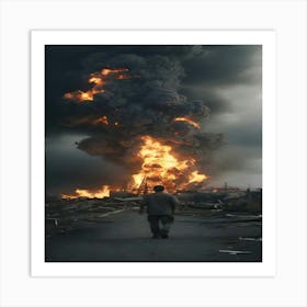 Man Walks Through A Fire Art Print