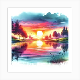 Sunset By The Lake 5 Art Print