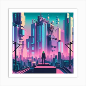 Pixel Art Cyberpunk Poster 1 Art Print