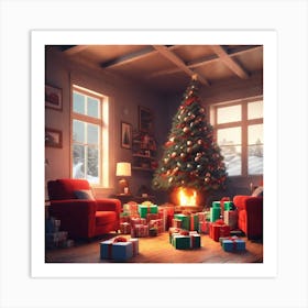 Christmas Tree In The Living Room 53 Art Print
