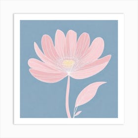 A White And Pink Flower In Minimalist Style Square Composition 363 Art Print