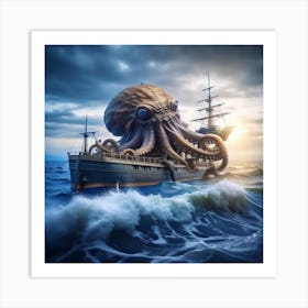 Octopus Ship 2 Art Print