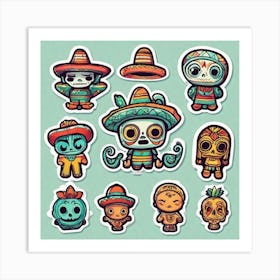 Day Of The Dead Stickers 1 Art Print