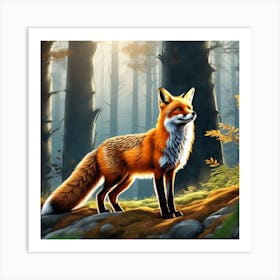 Fox In The Forest 104 Art Print