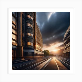 City At Sunset Art Print