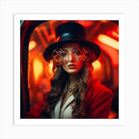 Beautiful Woman In Glasses Art Print