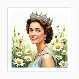 Watercolor Portrait Of Young Queen 1 Art Print