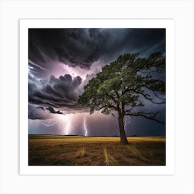 Lightning Over A Tree 1 Art Print