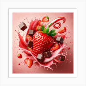 Strawberry splash 1 Art Print