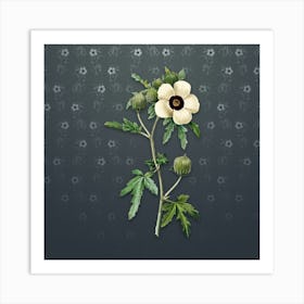 Vintage Venice Mallow Botanical on Slate Gray Pattern n.1623 Art Print