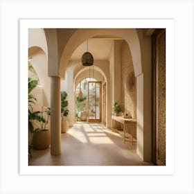 Hallway With Plants And Arches Art Print