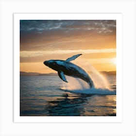 Humpback Whale Leaping Out Of The Water 9 Art Print