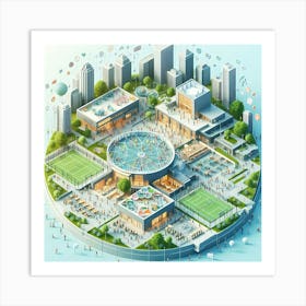 Isometric City Concept Art Print