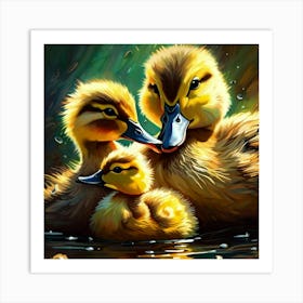 Duck Family Painting Art Print