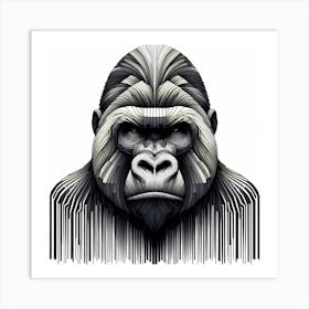 Gorilla Head - Abstract Line Art Illustration 56 Art Print