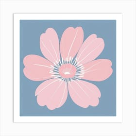 A White And Pink Flower In Minimalist Style Square Composition 626 Art Print