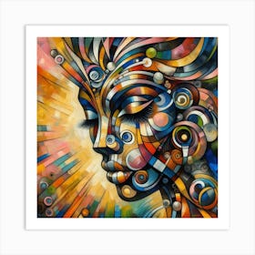 Portrait of a woman in abstract Art Print