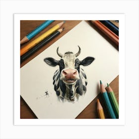 Cow Drawing 4 Art Print