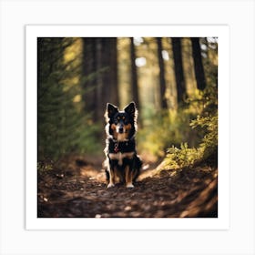 Dog In The Woods Art Print